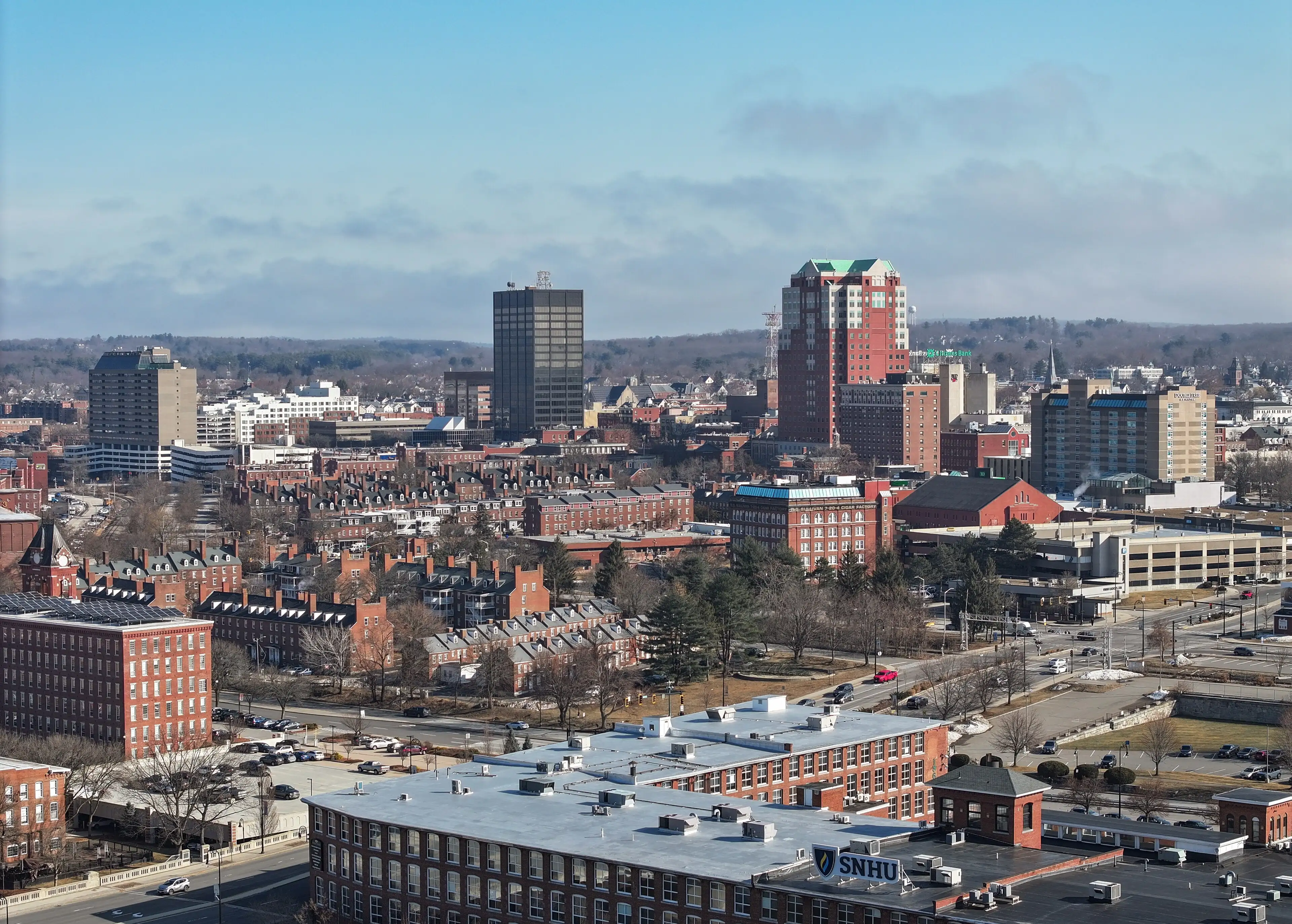 The Manchester skyline above the Amoskeag millyard.