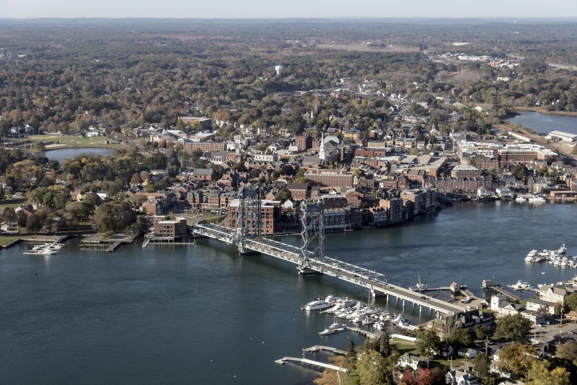 Portsmouth and the Memorial Bridge over the Piscataqua River.
